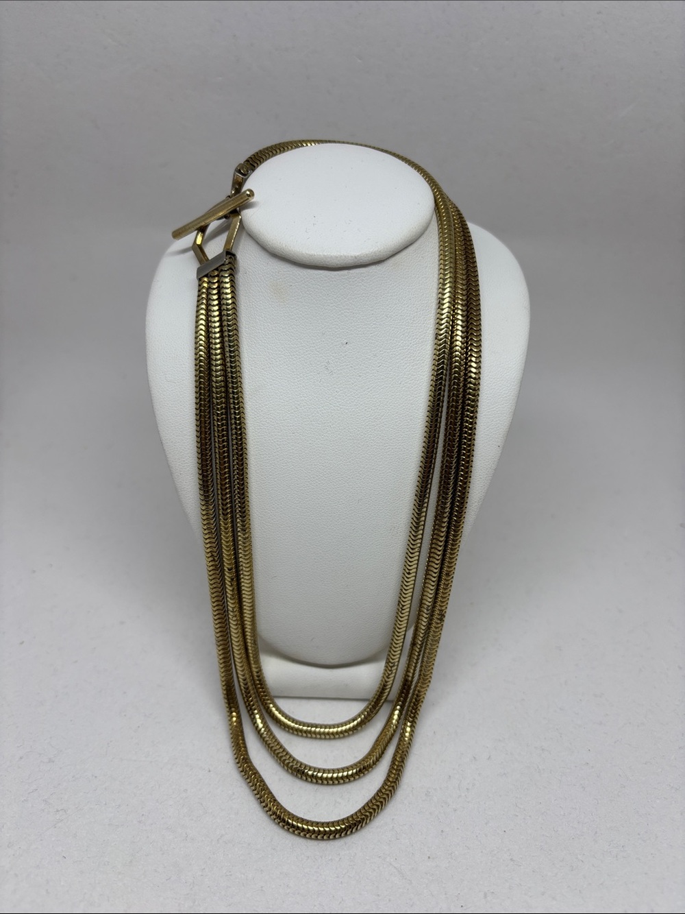 Beautiful Art Deco 1940’s brass multi chain necklace